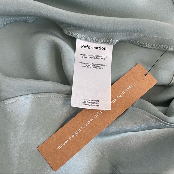 Reformation Anaiis Silk Dress in Aquamarine - Picture 11 of 11